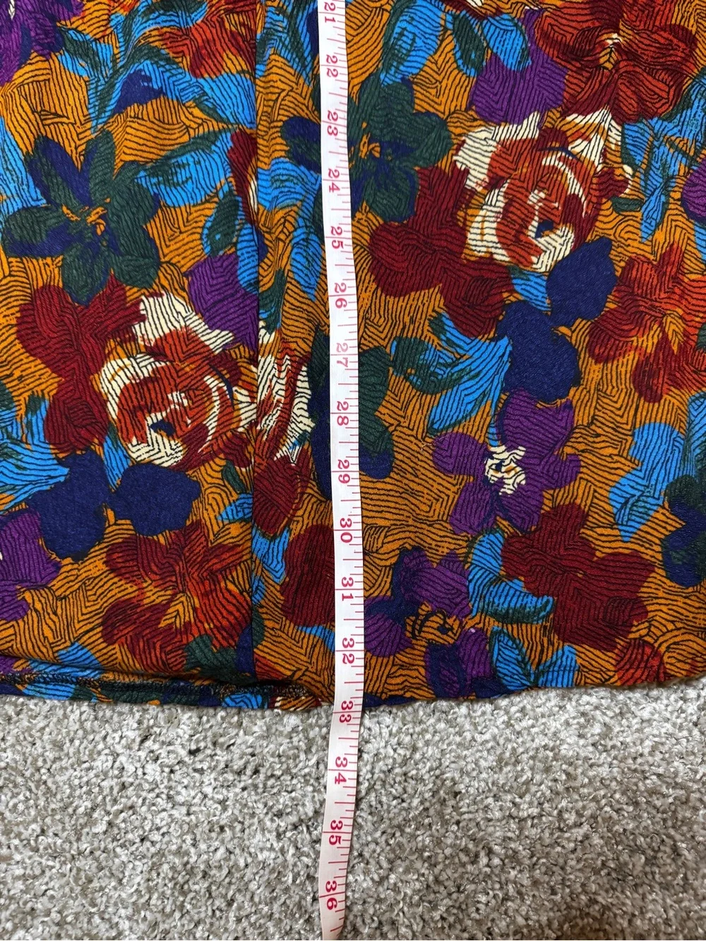 Vintage Robbie Bee Floral Midi Skirt Size M Brown Blue Purple Cottagecore